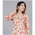 Generic Women's Casual 3/4 Sleeve Printed Rayon Co-Ord Set (Beige) - Image 3