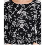 Generic Women's Casual 3/4 Sleeve Printed Viscose Maternity Feeding Kurti (Black) - Image 4