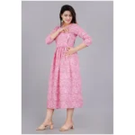 Generic Women's Casual 3/4 Sleeve Printed Viscose Maternity Feeding Kurti (Baby Pink) - Image 4