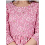 Generic Women's Casual 3/4 Sleeve Printed Viscose Maternity Feeding Kurti (Baby Pink) - Image 6