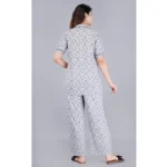 Generic Women's Casual Half Sleeve Printed Viscose Rayon Shirt With Pyjama Pant Night Suit Set (Grey) - Image 6