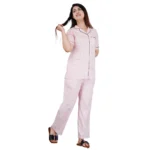 Pink Printed Viscose Rayon Women's Night Suit Set