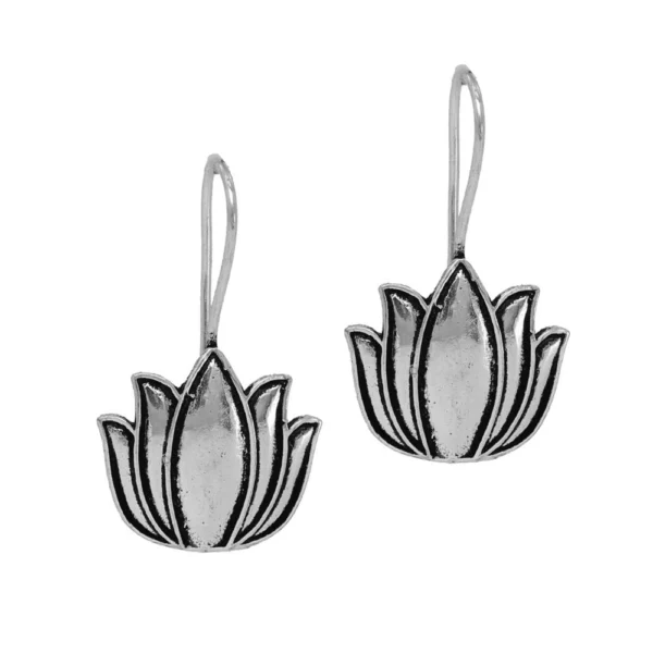 oxidised lotus earrings