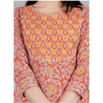 Peach Rayon Kurti Set - Angle 3