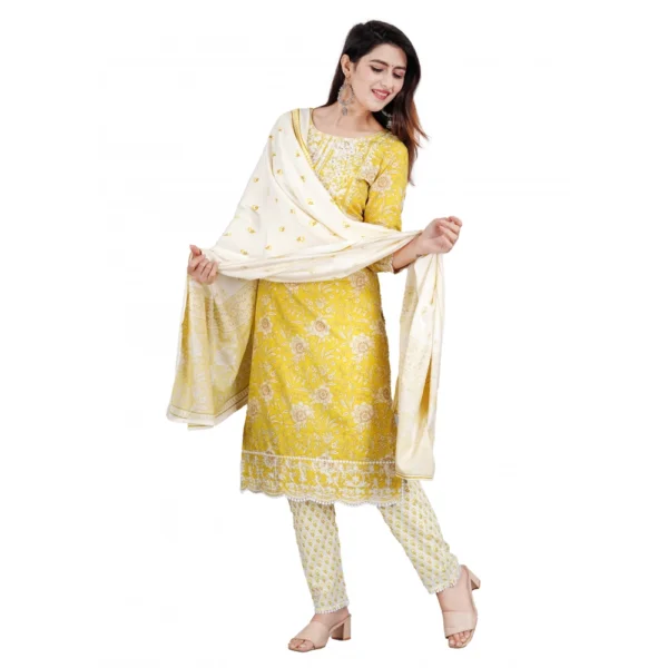 Yellow Rayon Kurti Set