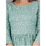 Generic Women's Casual 3/4 Sleeve Printed Viscose Maternity Feeding Kurti (Green) - Image 2