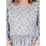 Generic Women's Casual 3/4 Sleeve Printed Viscose Maternity Feeding Kurti (Grey) - Image 2