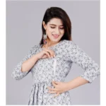 Generic Women's Casual 3/4 Sleeve Printed Viscose Maternity Feeding Kurti (Grey) - Image 4