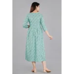 Generic Women's Casual 3/4 Sleeve Printed Viscose Maternity Feeding Kurti (Green) - Image 6