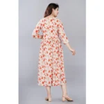 Generic Women's Casual 3/4 Sleeve Printed Viscose Maternity Feeding Kurti (Beige) - Image 2