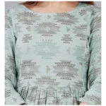 Generic Women's Casual 3/4 Sleeve Printed Viscose Maternity Feeding Kurti (Light Green) - Image 4