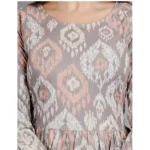 Generic Women's Casual 3/4 Sleeve Printed Viscose Maternity Feeding Kurti (Grey) - Image 3