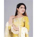 Yellow Rayon Kurti Set - Angle 3