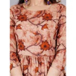 Generic Women's Casual 3/4 Sleeve Printed Viscose Maternity Feeding Kurti (Brown) - Image 3