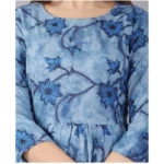 Generic Women's Casual 3/4 Sleeve Printed Viscose Maternity Feeding Kurti (Blue) - Image 4