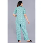 Generic Women's Casual Half Sleeve Printed Viscose Rayon Shirt With Pyjama Pant Night Suit Set (Green) - Image 6