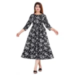Generic Women's Casual 3/4 Sleeve Printed Viscose Maternity Feeding Kurti (Black) - Image 2