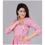 Generic Women's Casual 3/4 Sleeve Printed Viscose Maternity Feeding Kurti (Baby Pink) - Image 3