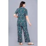 Generic Women's Casual Half Sleeve Printed Viscose Rayon Shirt With Pyjama Pant Night Suit Set (Teal) - Image 3