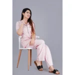 Generic Women's Casual Half Sleeve Printed Viscose Rayon Shirt With Pyjama Pant Night Suit Set (Pink) - Image 5