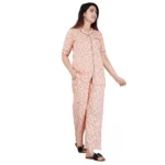 Peach Printed Viscose Rayon Women's Night Suit Set