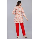 Generic Women's Casual 3/4 Sleeve Printed Rayon Co-Ord Set (Beige) - Image 5