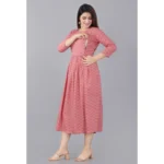 Generic Women's Casual 3/4 Sleeve Printed Viscose Maternity Feeding Kurti (Pink) - Image 5