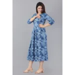 Generic Women's Casual 3/4 Sleeve Printed Viscose Maternity Feeding Kurti (Blue) - Image 3