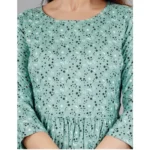 Generic Women's Casual 3/4 Sleeve Printed Viscose Maternity Feeding Kurti (Green) - Image 2