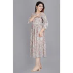 Generic Women's Casual 3/4 Sleeve Printed Viscose Maternity Feeding Kurti (Grey) - Image 6