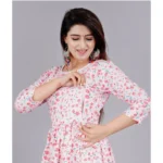 Generic Women's Casual 3/4 Sleeve Printed Viscose Maternity Feeding Kurti (Baby Pink) - Image 3