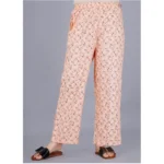 Generic Women's Casual Half Sleeve Printed Viscose Rayon Shirt With Pyjama Pant Night Suit Set (Peach) - Image 4