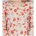 Generic Women's Casual 3/4 Sleeve Printed Rayon Co-Ord Set (Beige) - Image 2