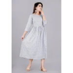 Generic Women's Casual 3/4 Sleeve Printed Viscose Maternity Feeding Kurti (Grey) - Image 3