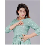 Generic Women's Casual 3/4 Sleeve Printed Viscose Maternity Feeding Kurti (Green) - Image 4
