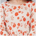 Generic Women's Casual 3/4 Sleeve Printed Viscose Maternity Feeding Kurti (Beige) - Image 3