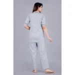Generic Women's Casual Half Sleeve Printed Viscose Rayon Shirt With Pyjama Pant Night Suit Set (Grey) - Image 3