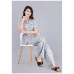 Generic Women's Casual Half Sleeve Printed Viscose Rayon Shirt With Pyjama Pant Night Suit Set (Grey) - Image 2