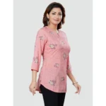 Generic Women's Casual 3/4 Sleeves Printed Rayon Short Top (Pink) - Image 4