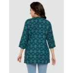 Generic Women's Casual 3/4 Sleeves Printed Rayon Short Top (Green) - Image 7