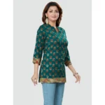Generic Women's Casual 3/4 Sleeves Printed Rayon Short Top (Green) - Image 3