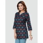 Generic Women's Casual 3/4 Sleeves Printed Rayon Short Top (Navy Blue) - Image 5