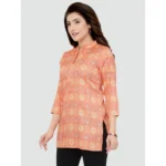 Generic Women's Casual 3/4 Sleeves Printed Rayon Short Top (Orange) - Image 3