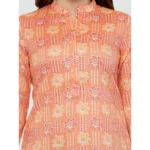 Generic Women's Casual 3/4 Sleeves Printed Rayon Short Top (Orange) - Image 5