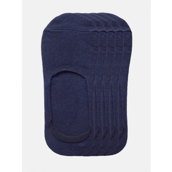 Navy 5 Pairs Unisex Cotton Blended No-Show Socks