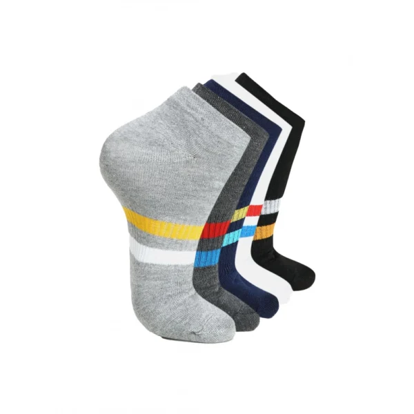 Assorted 5 Pairs Unisex Printed Ankle Length Socks