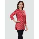Generic Women's Casual 3/4 Sleeves Printed Rayon Short Top (Red) - Image 4