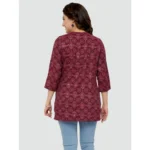 Generic Women's Casual 3/4 Sleeves Printed Rayon Short Top (Maroon) - Image 7