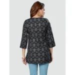 Generic Women's Casual 3/4 Sleeves Printed Rayon Short Top (Black) - Image 7