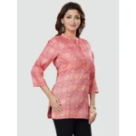 Generic Women's Casual 3/4 Sleeves Printed Rayon Short Top (Pink) - Image 5